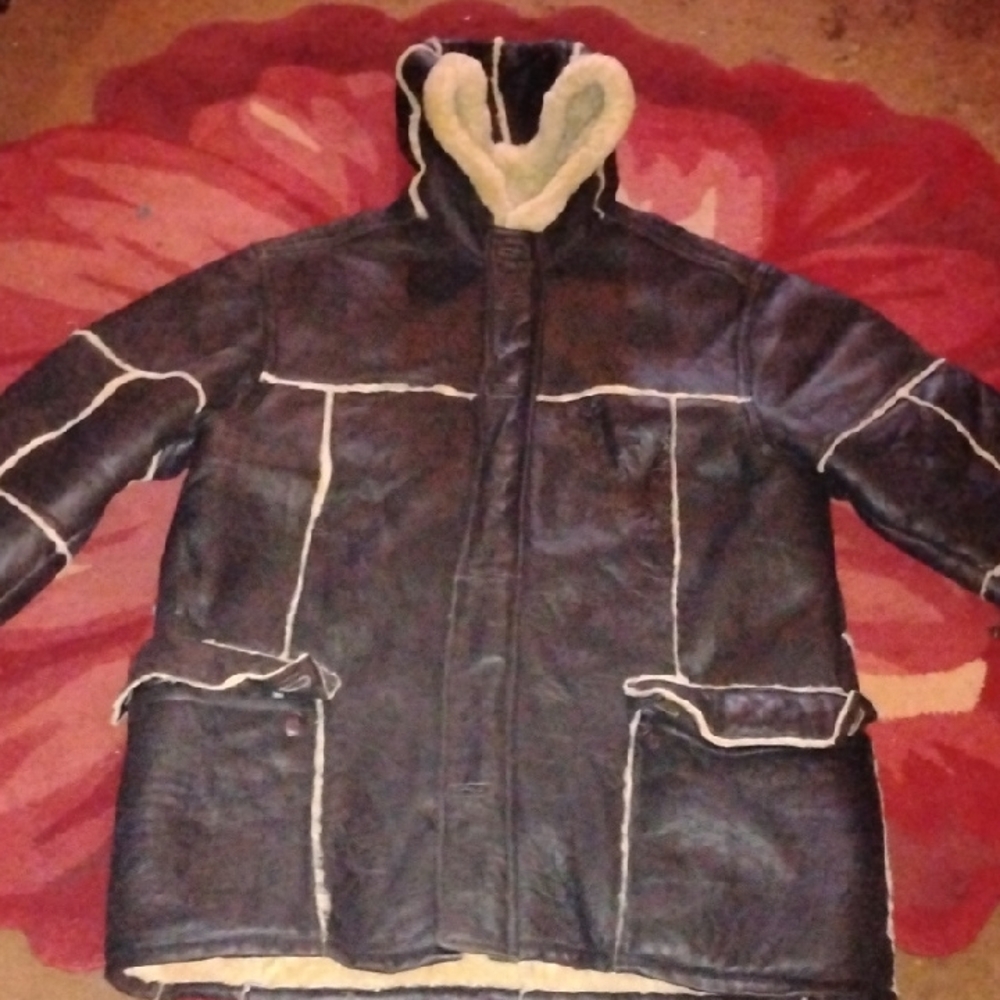 Men's Black Shearling Puffer Coat